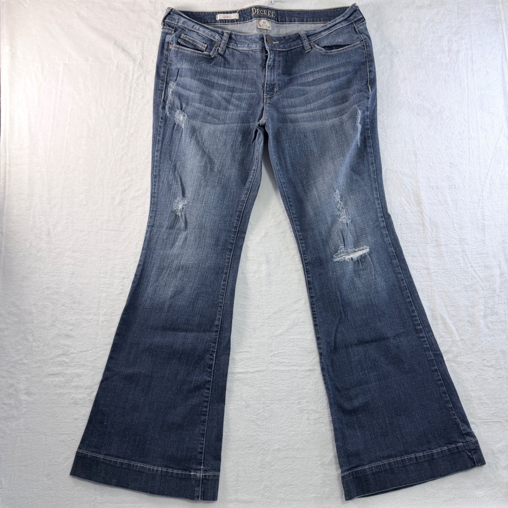 Decree Flare Jeans Distressed Blue Medium Wash Size 17
